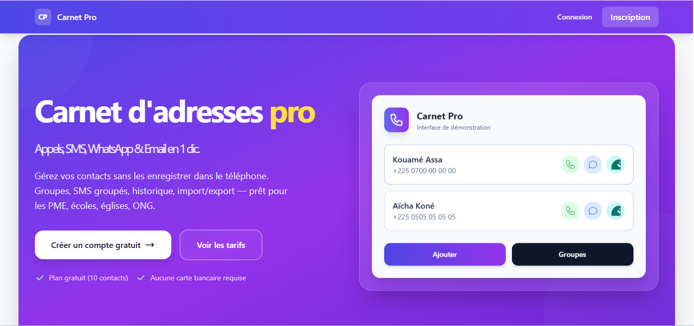 đŒ CarnetPro â Lâapplication qui rĂ©volutionne la gestion de vos contacts professionnelsâ